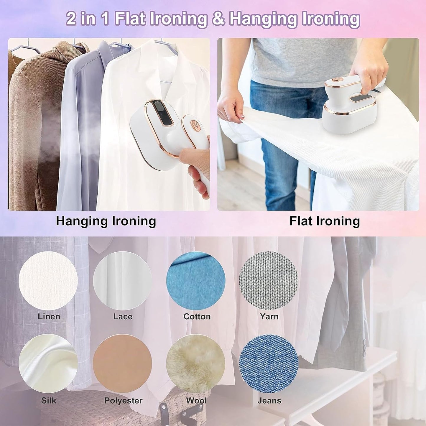 Ferro da stiro a vapore portatile da 1000 W per i viaggi